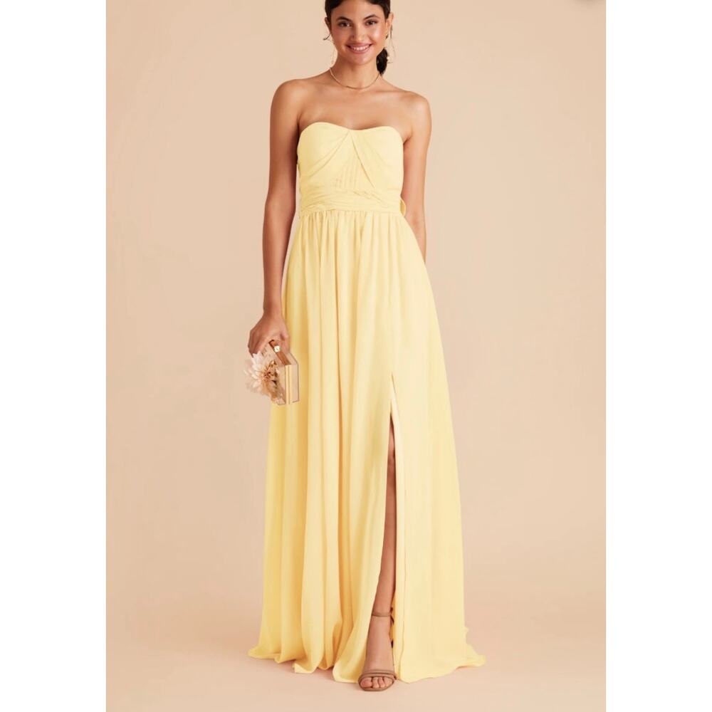 Birdy Grey Grace Lemon Sorbet Yellow Convertible Sweetheart Slit Dress Large